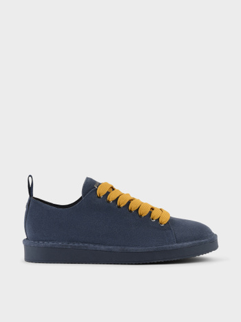 SCARPA ALLACCIATA UOMO P01 IN SUEDE FODERATA IN MICROFIBRA BLU SCURO-GIALLO