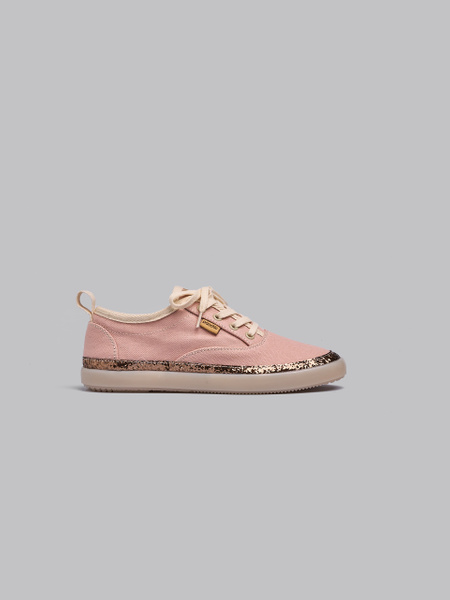 DAMENSCHNÜRSCHUH O01 AUS CANVAS GLITZER PUDERROSA