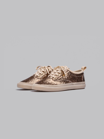 SCARPA ALLACCIATA O01 DONNA IN GLITTER ORO ROSA