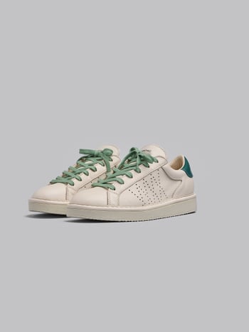 SCARPA ALLACCIATA P01 DONNA IN PELLE AVORIO-VERDE ICEBERG
