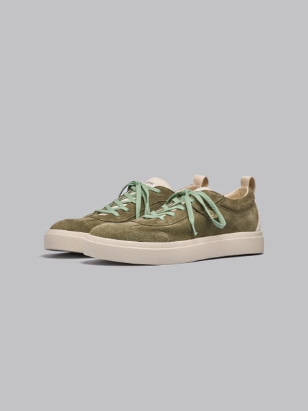 SNEAKER S08 UOMO IN SUEDE FORATO E SUEDE MILITARE