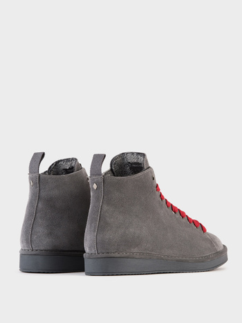 Zapato abotinado P01 de Ante forrado en Piel Ecológica GRIS ROJO
