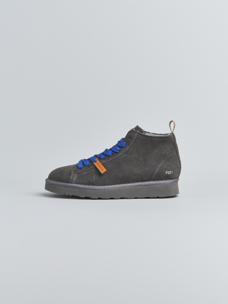 P001 MAN'S ANKLE BOOT SUEDE FAUX FUR LINING ANTHRACITE-ULTRAMARINE