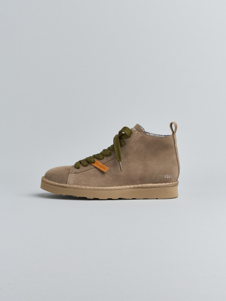 POLACCHINO P001 UOMO IN CAMOSCIO FODERATO IN FAUX FUR NOCE-MILITARE
