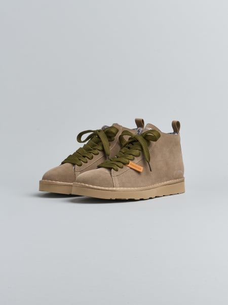 POLACCHINO P001 UOMO IN CAMOSCIO FODERATO IN FAUX FUR NOCE-MILITARE