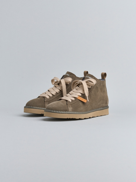 P001 MAN'S ANKLE BOOT SUEDE FAUX FUR LINING BROWN STONE-IVORY