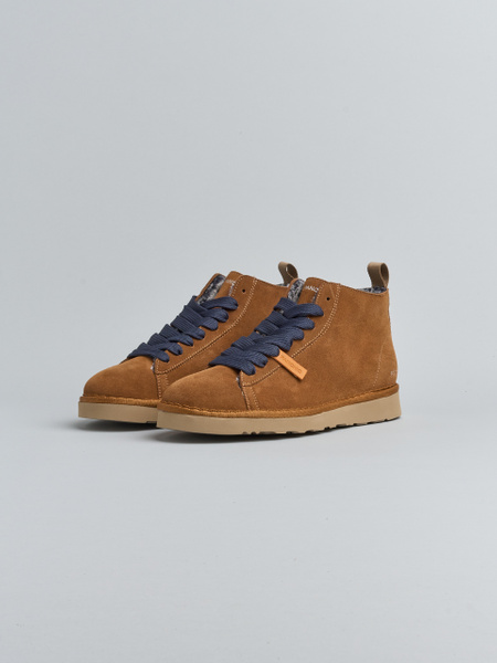 P001 MAN'S ANKLE BOOT SUEDE FAUX FUR LINING COGNAC-COBALT