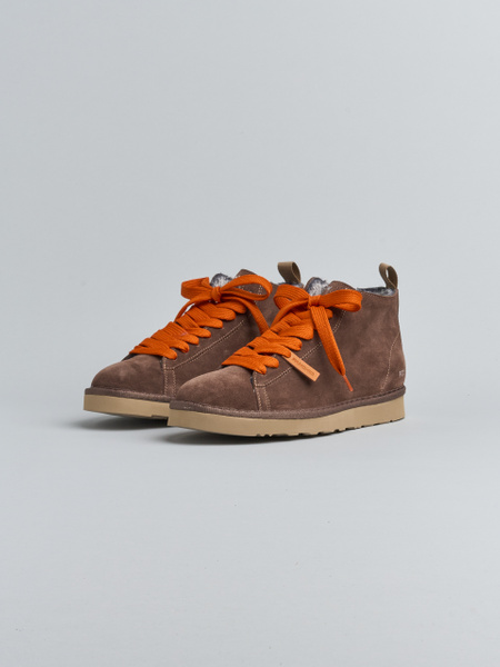 P001 MAN'S ANKLE BOOT SUEDE FAUX FUR LINING BROWN-BURNT ORANGE