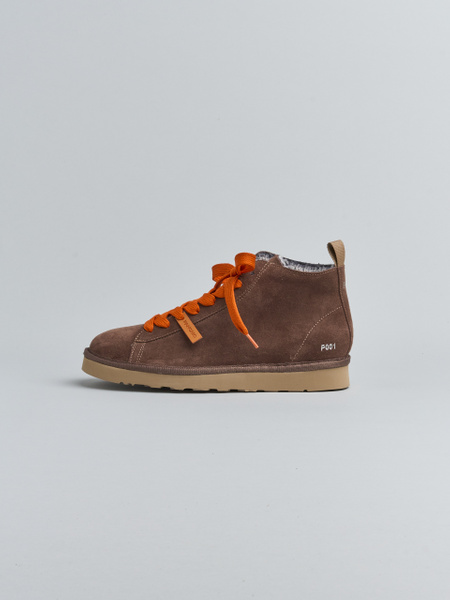 P001 MAN'S ANKLE BOOT SUEDE FAUX FUR LINING BROWN-BURNT ORANGE