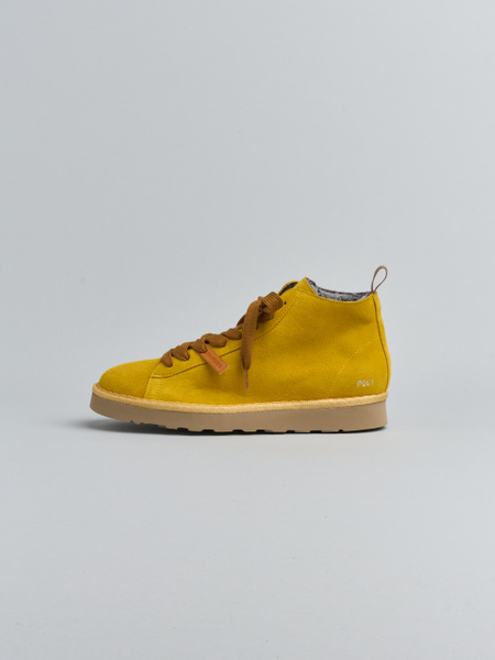 P001 MAN'S ANKLE BOOT SUEDE FAUX FUR LINING CITRON-BROWN SUGAR