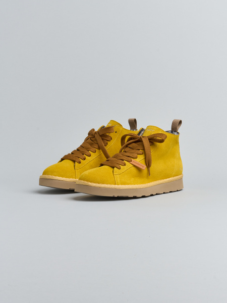P001 MAN'S ANKLE BOOT SUEDE FAUX FUR LINING CITRON-BROWN SUGAR