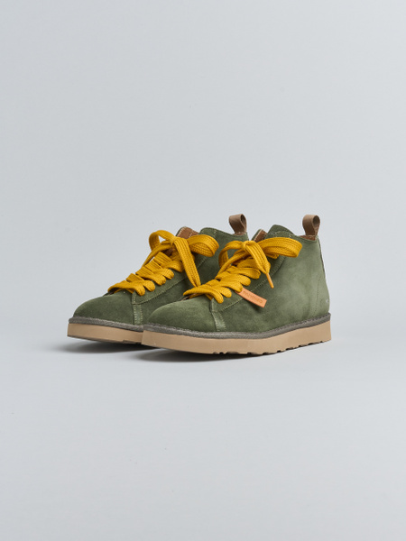 POLACCHINO P001 UOMO IN CAMOSCIO FODERATO IN MICROFIBRA VERDE MILITARE-GIALLO