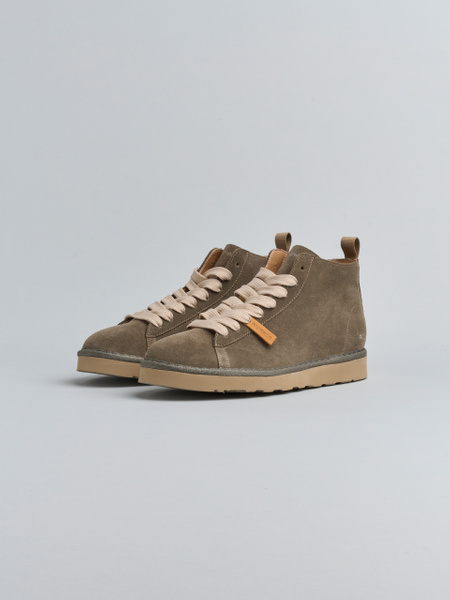 P001 MAN'S ANKLE BOOT SUEDE MICROFIBRE LINING BROWN STONE-IVORY