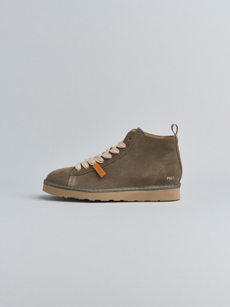 P001 MAN'S ANKLE BOOT SUEDE MICROFIBRE LINING BROWN STONE-IVORY