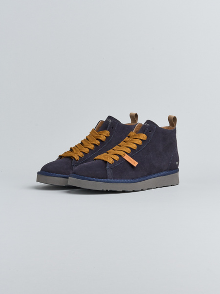 POLACCHINO P001 UOMO IN CAMOSCIO FODERATO IN MICROFIBRA BLU SPACE-BROWN SUGAR