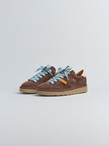 SNEAKER P001 DONNA IN CAMOSCIO E PELLE MARRONE-AZZURRO