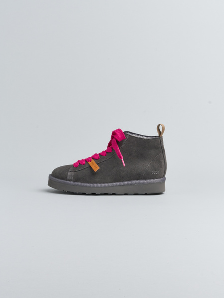 P001 WOMAN'S ANKLE BOOT SUEDE FAUX FUR LINING ANTHRACITE-FUCHSIA
