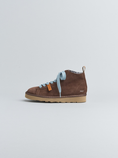 P001 WOMAN'S ANKLE BOOT SUEDE FAUX FUR LINING BROWN-AZURE