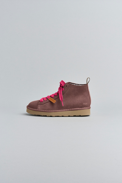 P001 WOMAN'S ANKLE BOOT SUEDE FAUX FUR LINING BROWNROSE-FUCHSIA