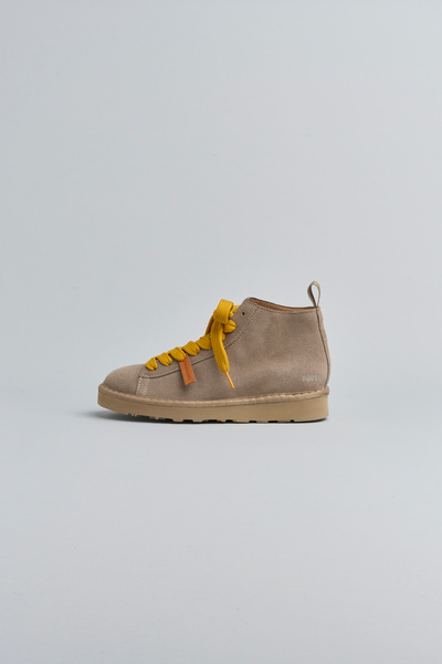 P001 WOMAN'S ANKLE BOOT SUEDE MICROFIBRE LINING WALNUT-YELLOW