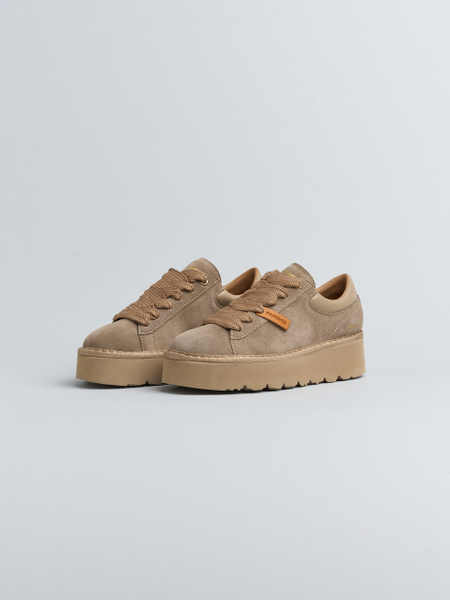 SCARPA ALLACCIATA P003 DONNA IN CAMOSCIO E PELLE NOCE