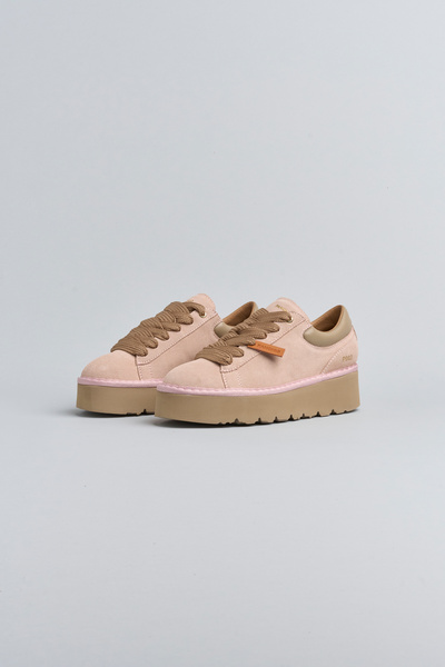SCARPA ALLACCIATA P003 DONNA IN CAMOSCIO E PELLE NUDE