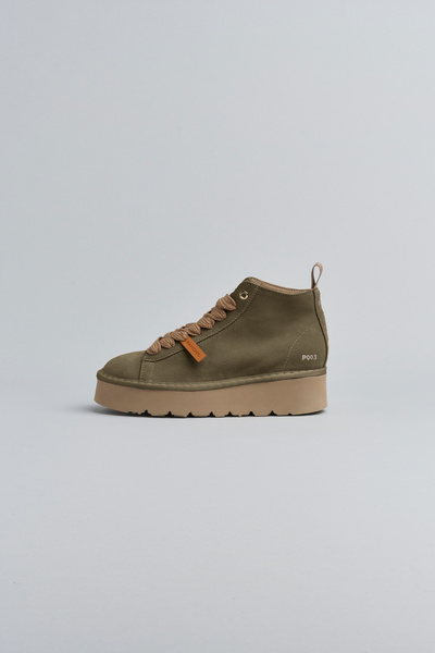 P003 WOMAN'S ANKLE BOOT SUEDE MICROFIBRE LINING MILITARY OLIVE
