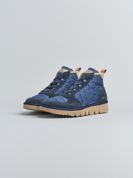 P005 MAN'S ANKLE BOOT QUILTED NYLON SUEDE FAUX FUR NAVY