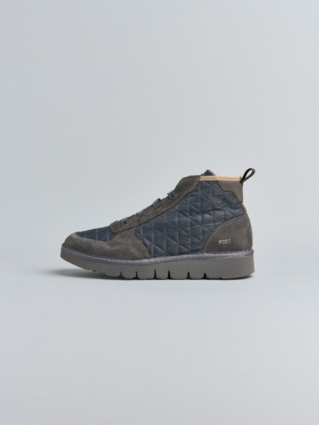 P005 MAN'S ANKLE BOOT QUILTED NYLON SUEDE FAUX FUR ANTHRACITE