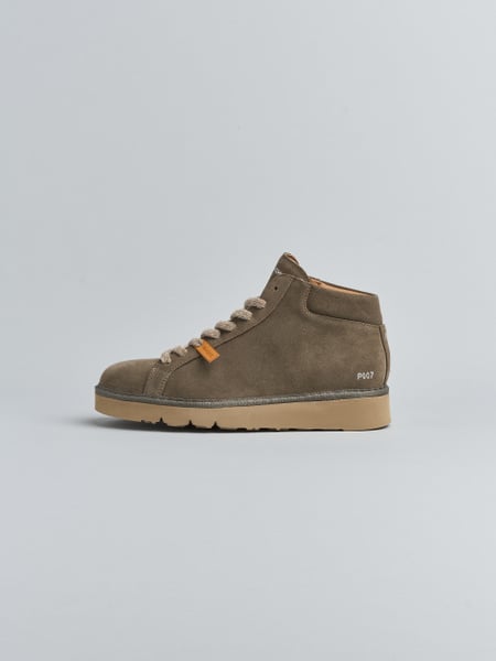 P007 MAN'S ANKLE BOOT SUEDE MICROFIBRE LINING BROWN STONE
