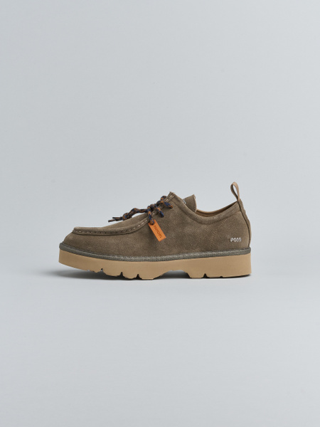 P009 MAN'S LACE-UP SHOE SUEDE MICROFIBRE LINING BROWN STONE