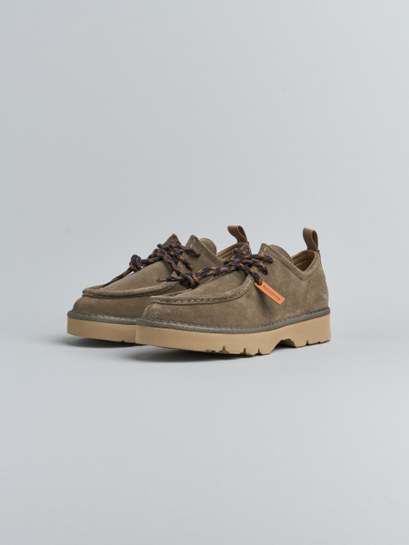 P009 MAN'S LACE-UP SHOE SUEDE MICROFIBRE LINING BROWN STONE