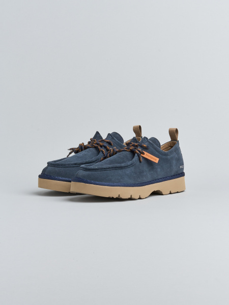 P009 MAN'S LACE-UP SHOE SUEDE MICROFIBRE LINING COBALT