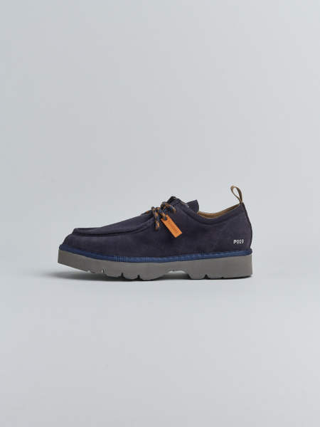 P009 MAN'S LACE-UP SHOE SUEDE MICROFIBRE LINING SPACE BLUE