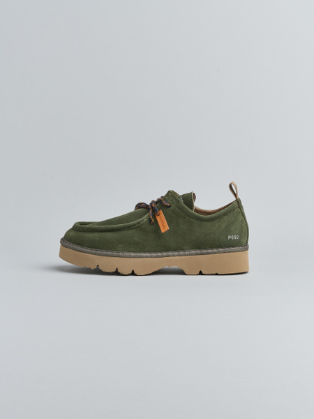 P009 MAN'S LACE-UP SHOE SUEDE MICROFIBRE LINING MILITARY GREEN