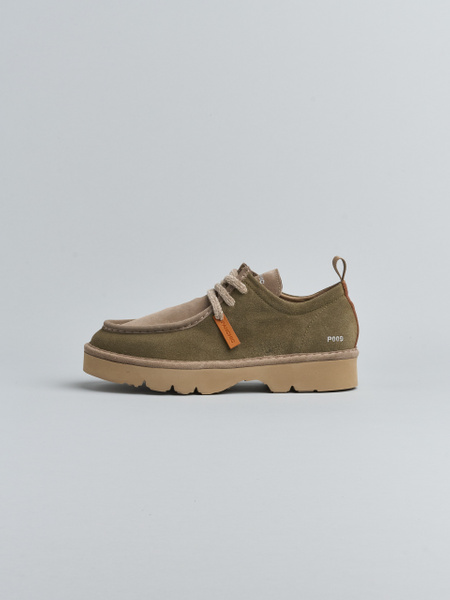P009 MAN'S LACE-UP SHOE SUEDE LEATHER MILITARY OLIVE-WALNUT