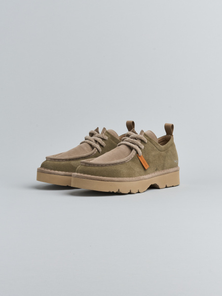 P009 MAN'S LACE-UP SHOE SUEDE LEATHER MILITARY OLIVE-WALNUT