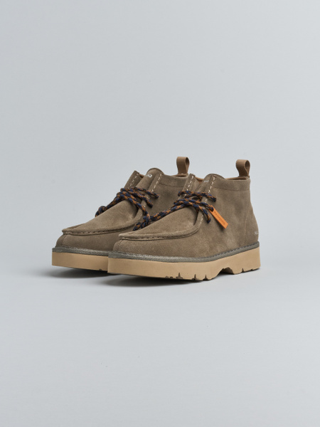 P009 MAN'S ANKLE BOOT SUEDE MICROFIBRE LINING BROWN STONE