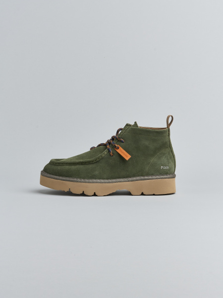 P009 MAN'S ANKLE BOOT SUEDE MICROFIBRE LINING MILITARY GREEN