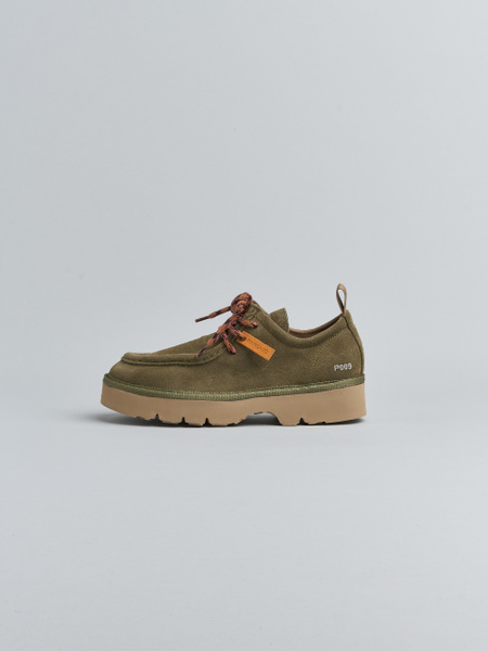 SCHNÜRSCHUH FÜR DAMEN P009 AUS WILDLEDER MIT FUTTER AUS MIKROFASER MILITÄR