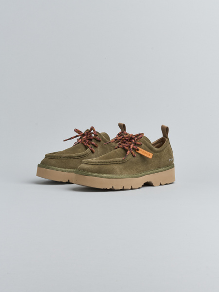SCHNÜRSCHUH FÜR DAMEN P009 AUS WILDLEDER MIT FUTTER AUS MIKROFASER MILITÄR