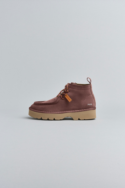 P009 WOMAN'S ANKLE BOOT SUEDE MICROFIBRE LINING BROWNROSE