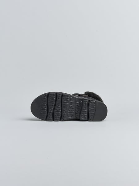 P009 WOMAN'S ANKLE STRAP BOOT NUBUCK SHEARLING LINING BLACK