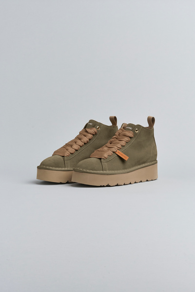 P003 WOMAN'S ANKLE BOOT SUEDE FAUX FUR LINING MILITARY OLIVE