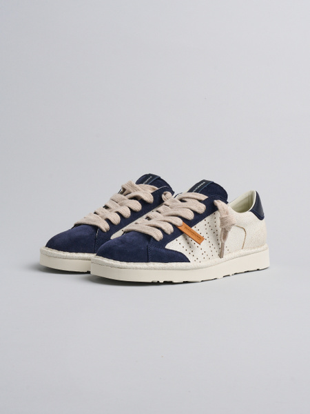 SNEAKER P001 UOMO IN CAMOSCIO SCREPOLATO E CAMOSCIO AVORIO-NOTTE