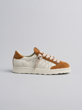 P001 sneaker uomo Panchic in camoscio screpolato e camoscio avorio-biscotto
