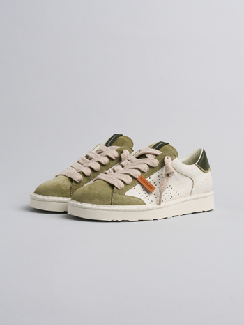 P001 herren sneaker Panchic aus gesperrte wildleder und wildleder elfenbein-olive