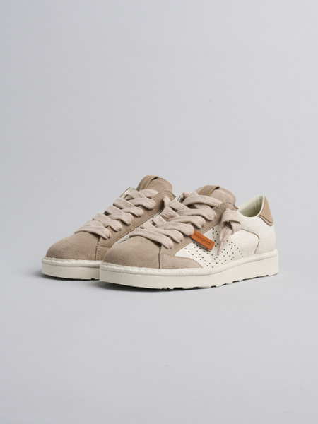 SNEAKER P001 UOMO IN CAMOSCIO SCREPOLATO E CAMOSCIO AVORIO-TORTORA