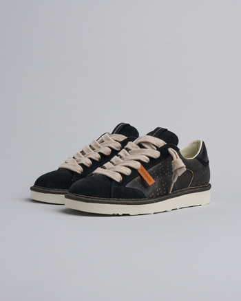 P001 herren sneaker Panchic aus gesperrte wildleder und wildleder elfenbein-schwarz