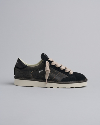 P001 herren sneaker Panchic aus gesperrte wildleder und wildleder elfenbein-schwarz
